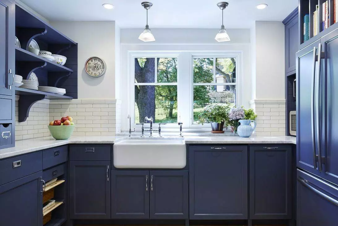 Smoky Blue Kitchen Cabinets 6