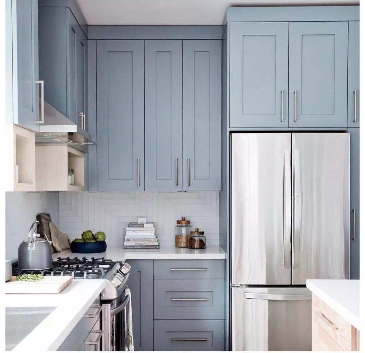 Smoky Blue Kitchen Cabinets 8