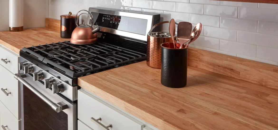 Butcher Block Countertop with Backsplashes