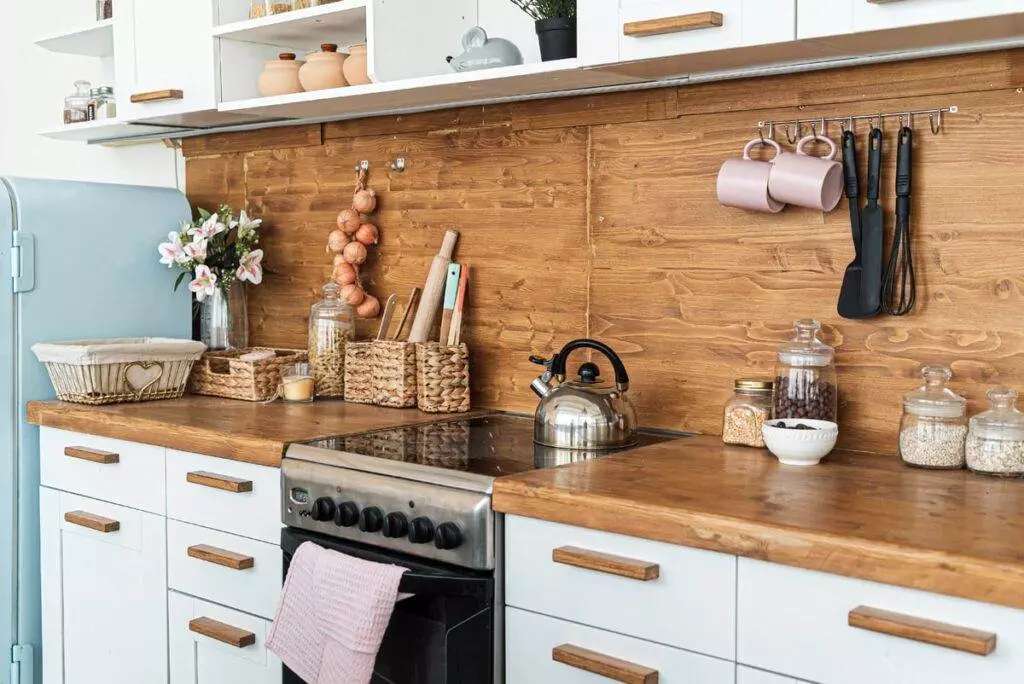 Butcher Block Countertop with Backsplashes 3