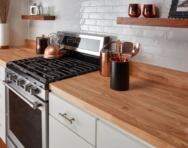 Butcher Block Countertop with Backsplashes