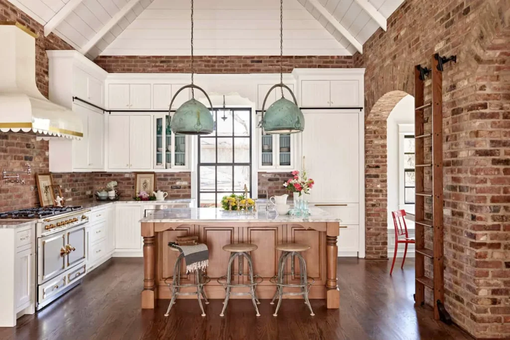 Farmhouse Kitchen Brick Backsplash 14