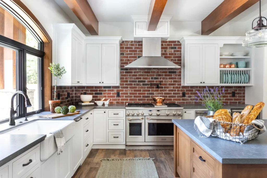 Farmhouse Kitchen Brick Backsplash 16