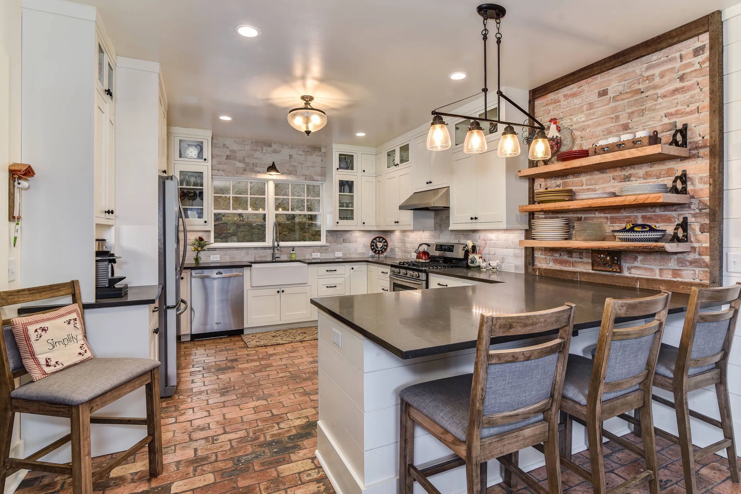 Farmhouse Kitchen Brick Backsplash